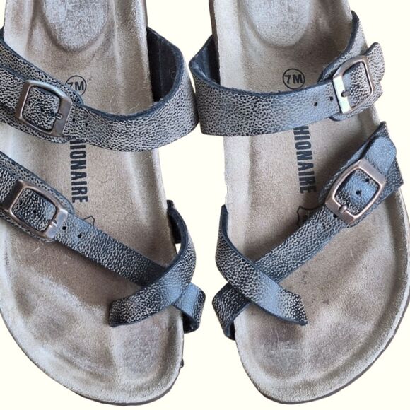 Cushionaire Luna Brown Strappy Comfort Sandals Leather Cork Footbed Women's 7M - Picture 6 of 16